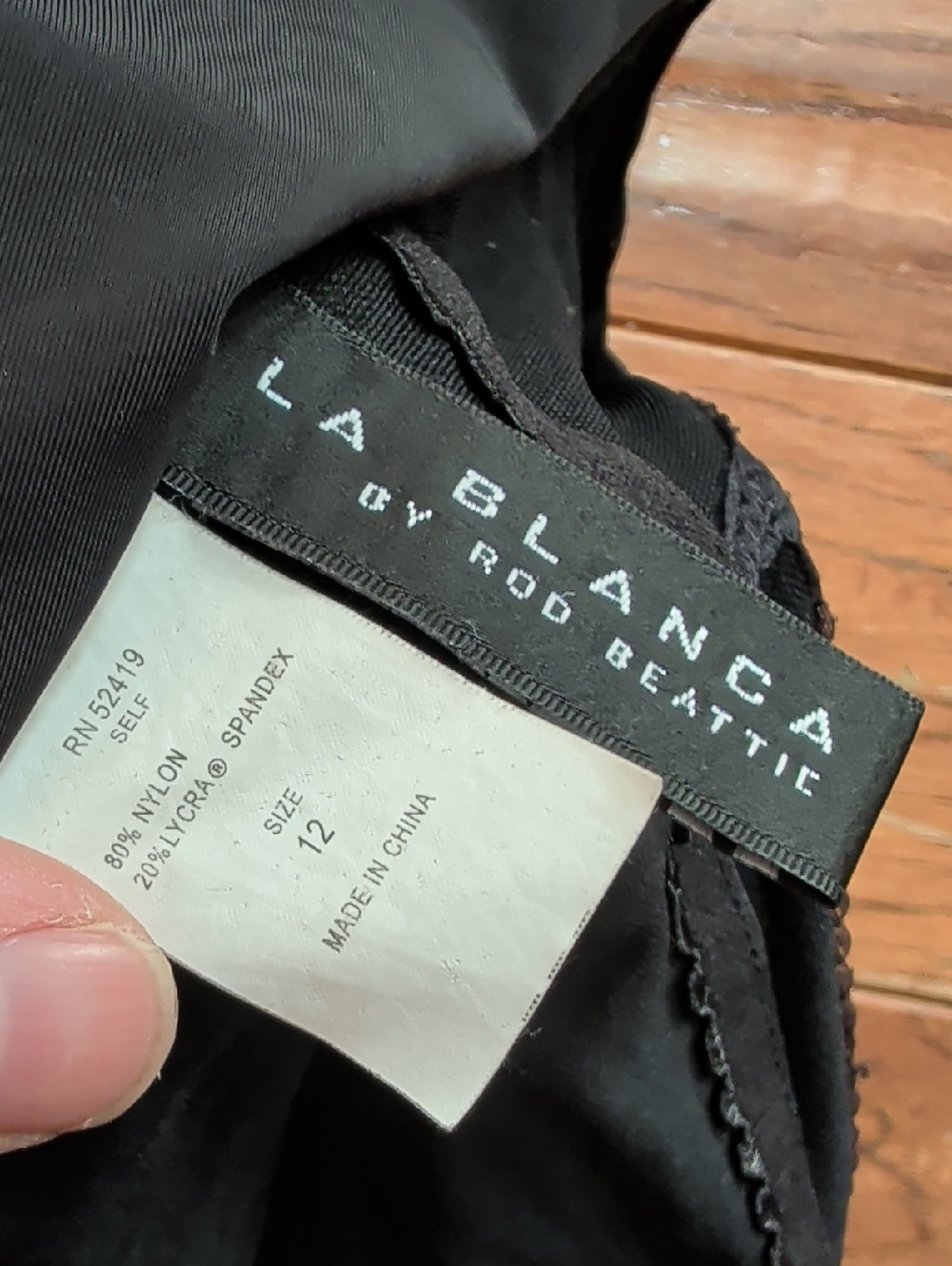 La Blanca Black Swimsuit with Braided Woven Bandeau Accent Top Convertible - Picture 7 of 8